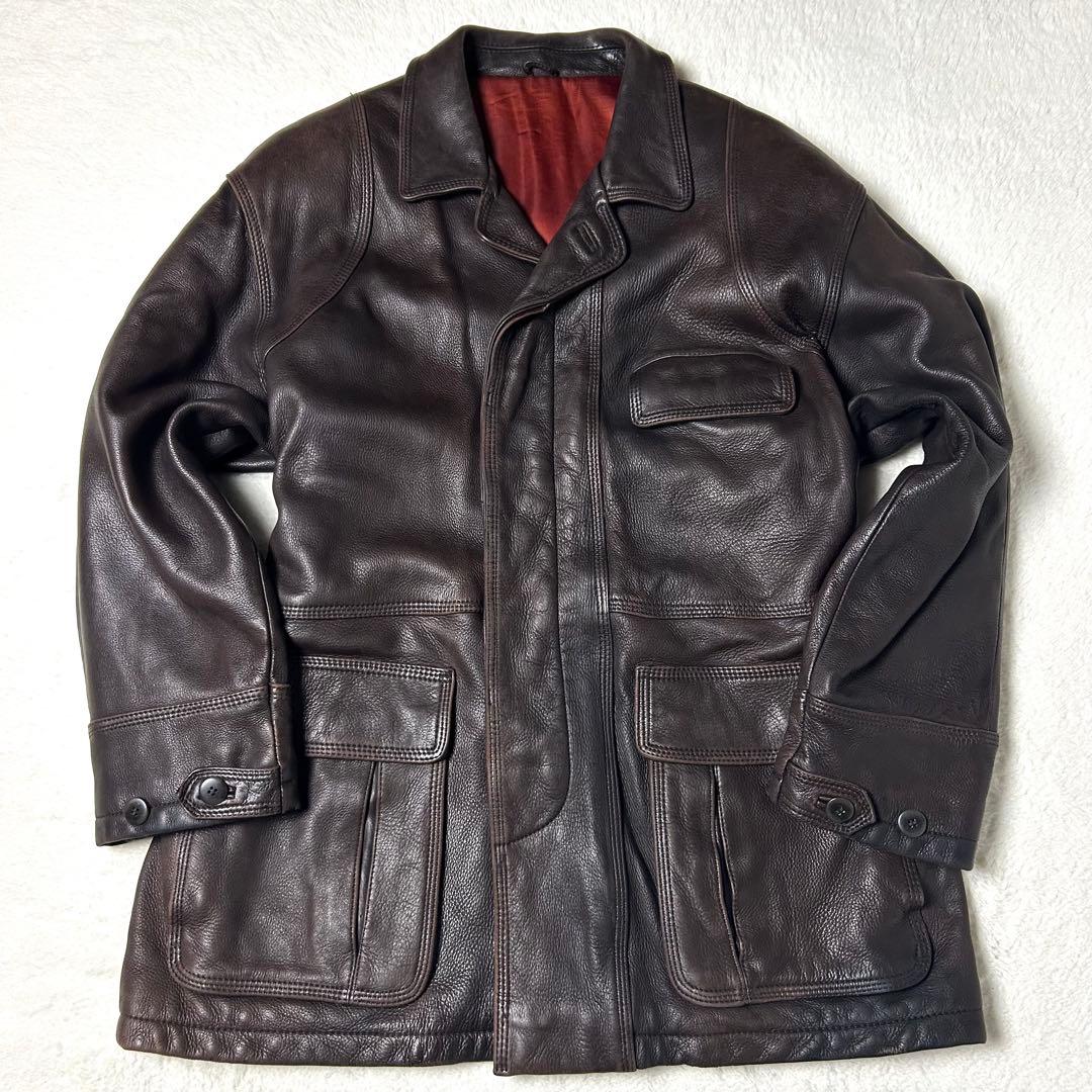 希少✨ ディアスキン レザーコート ヴィンテージ ダークブラウン 2026年最新】ディアスキン コートの人気アイテム - メルカリ