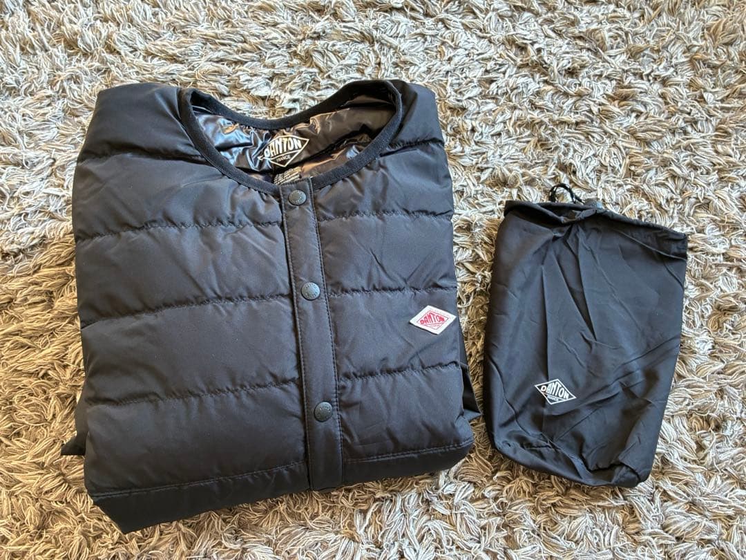 DANTON ナイロンタフタ ノーカラーインナーダウンジャケット