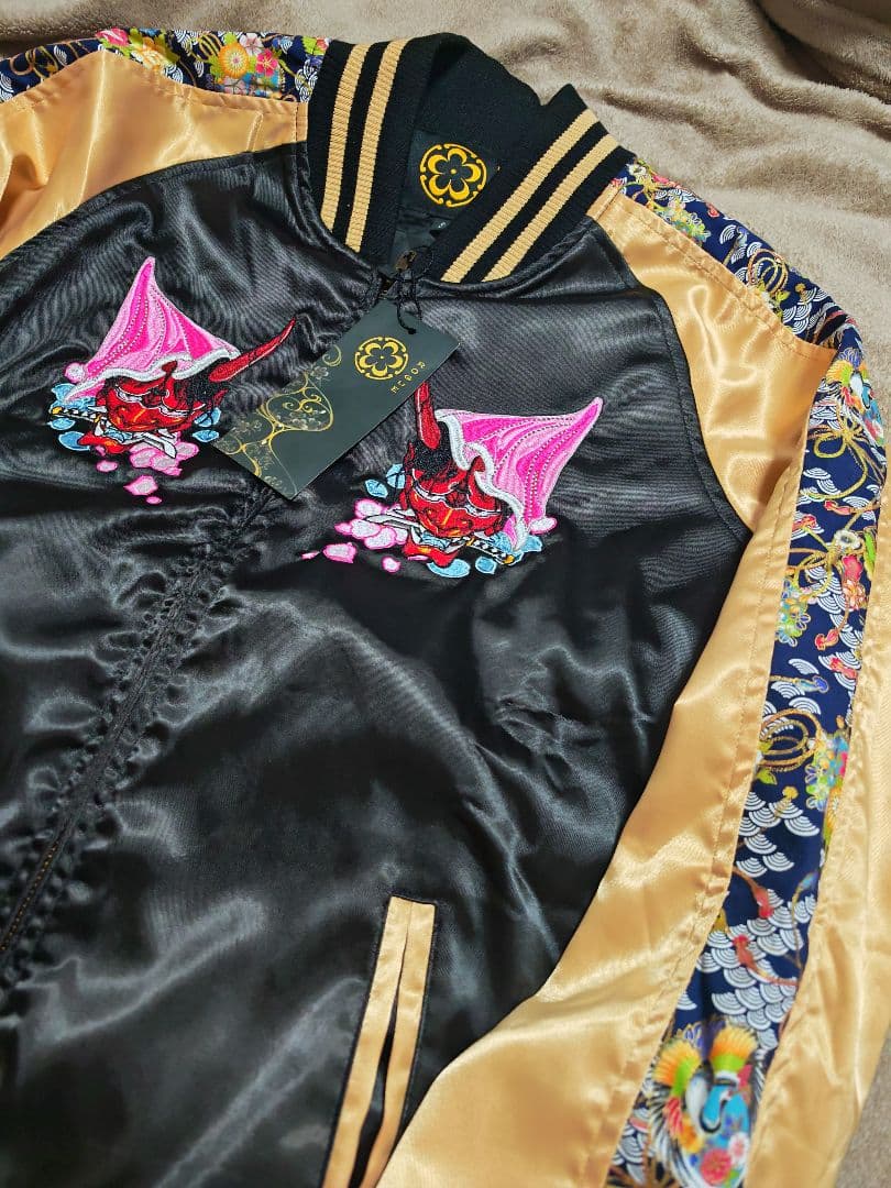 ROGUES スカジャン 未使用近い 日本 刺繍鬼 サテン unisex - メルカリ