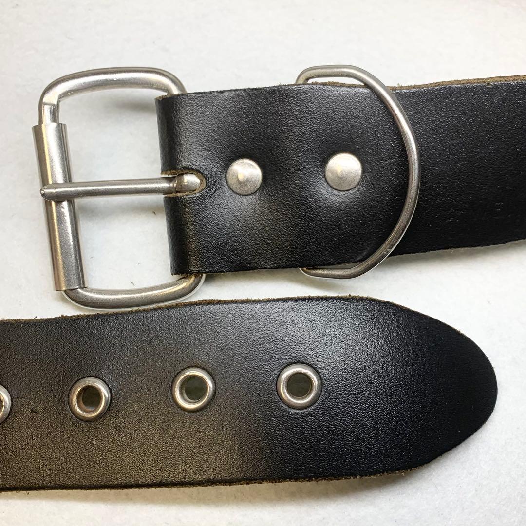 希少 Wendy's ウェンディーズ ベルト 3連ピラミッドスタッズ レザー 黒