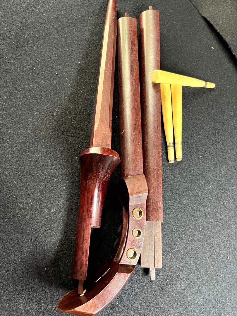 津軽三味線 三線・本紫檀・棹のみ 紅木紫檀製 純銀 天然素材 弦楽器