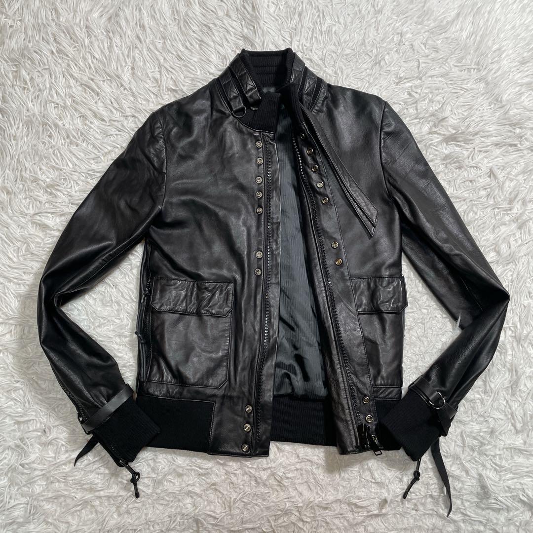 スタッドオム　ラムレザージャケット　ブラック　黒　M