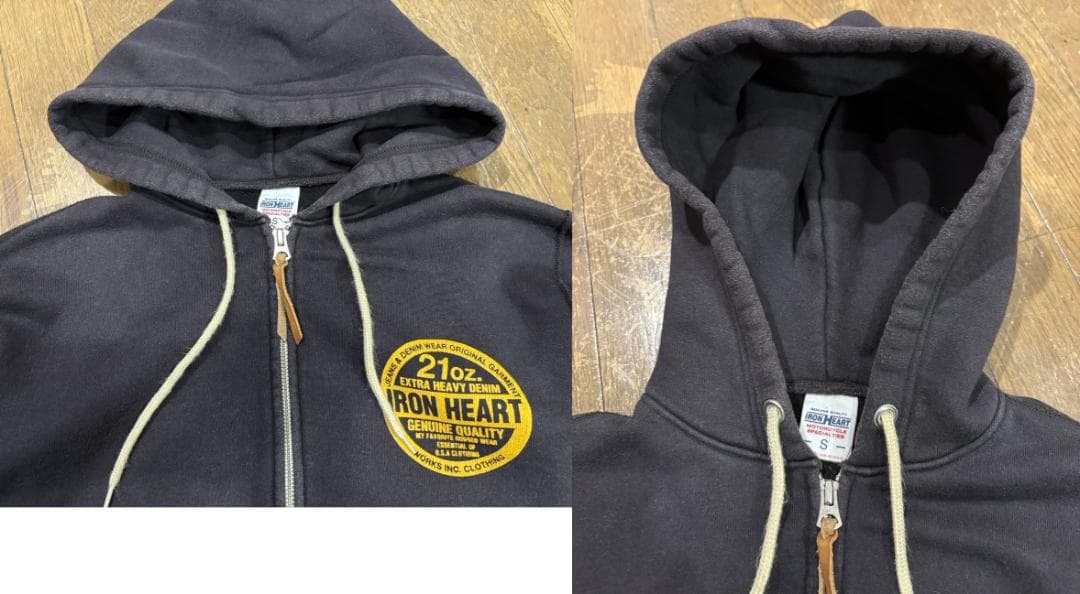 アイアンハート 21oz バイクロゴ ヘビーウェイト ジップパーカー S