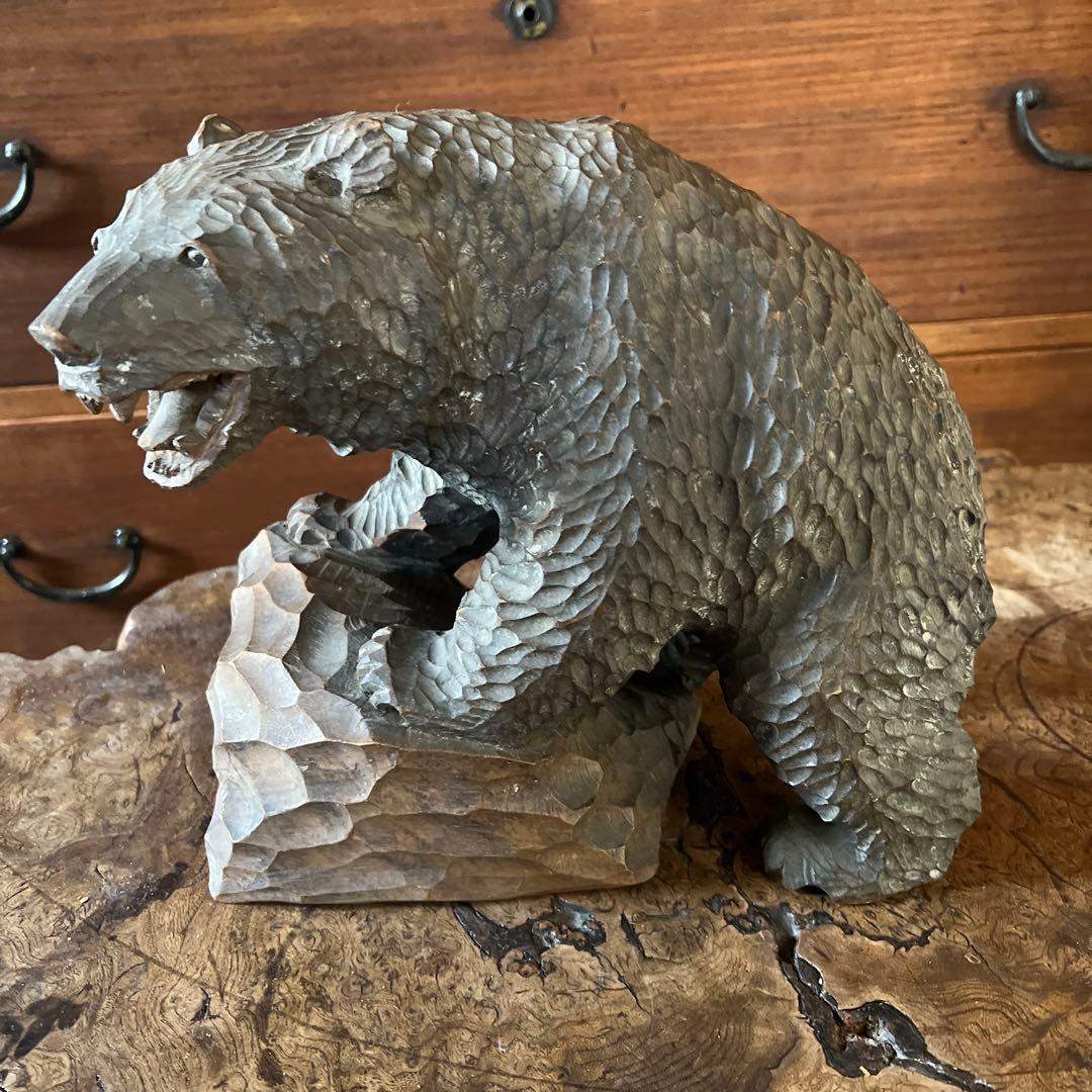 木彫りの熊、北海道アイヌ、砂宇刻