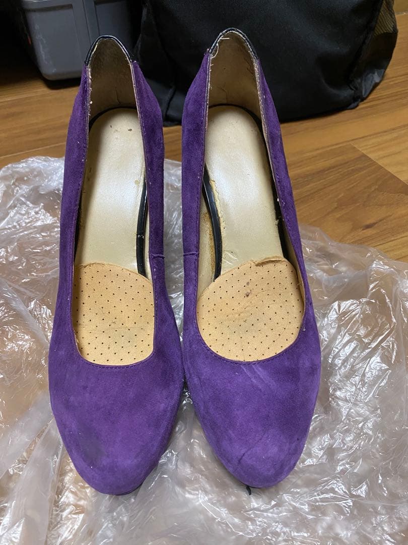 紫 スエード ハイヒール - メルカリ