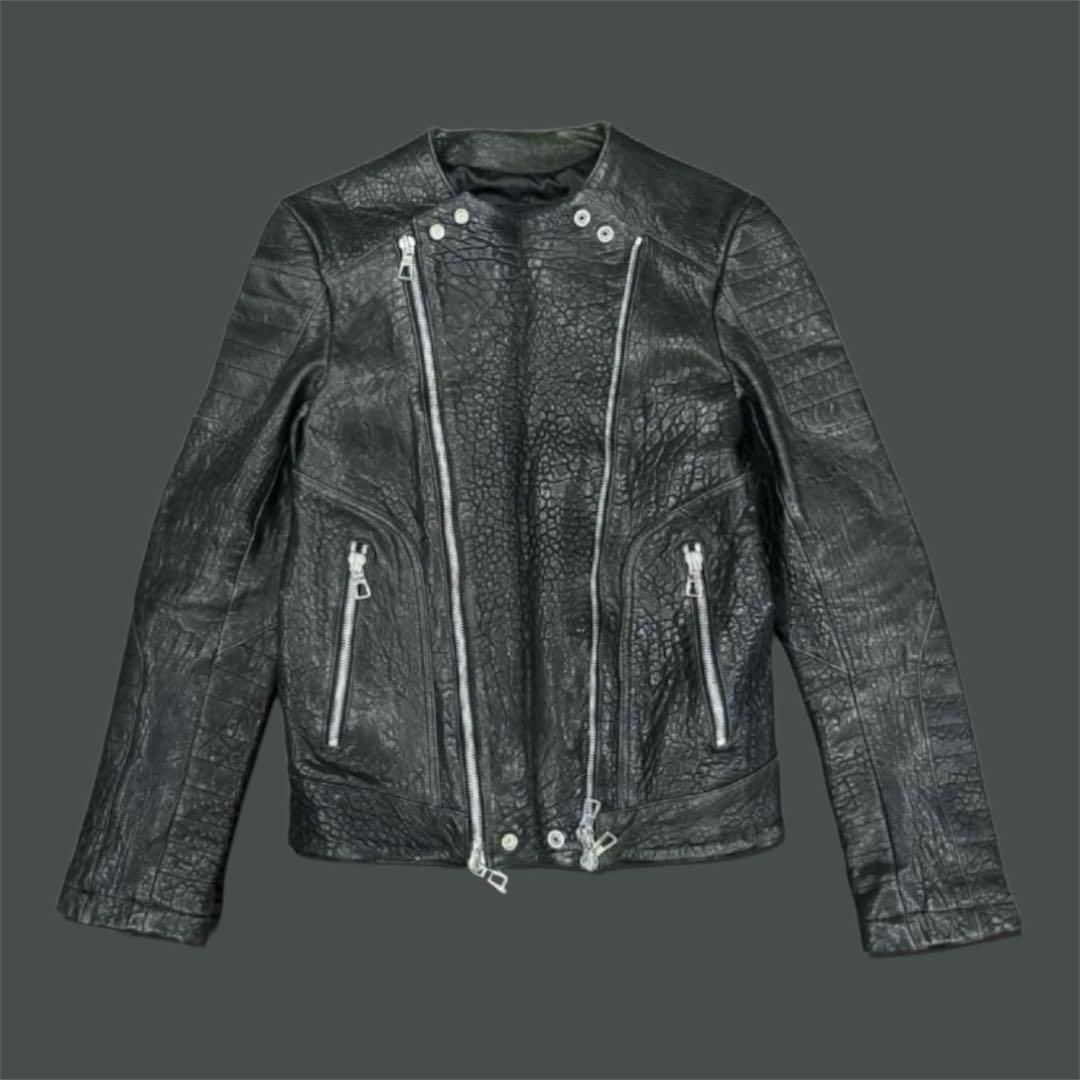 あ*ん様 【希少品】本革 BALMAINxコラボ レザー ライダースジャケ