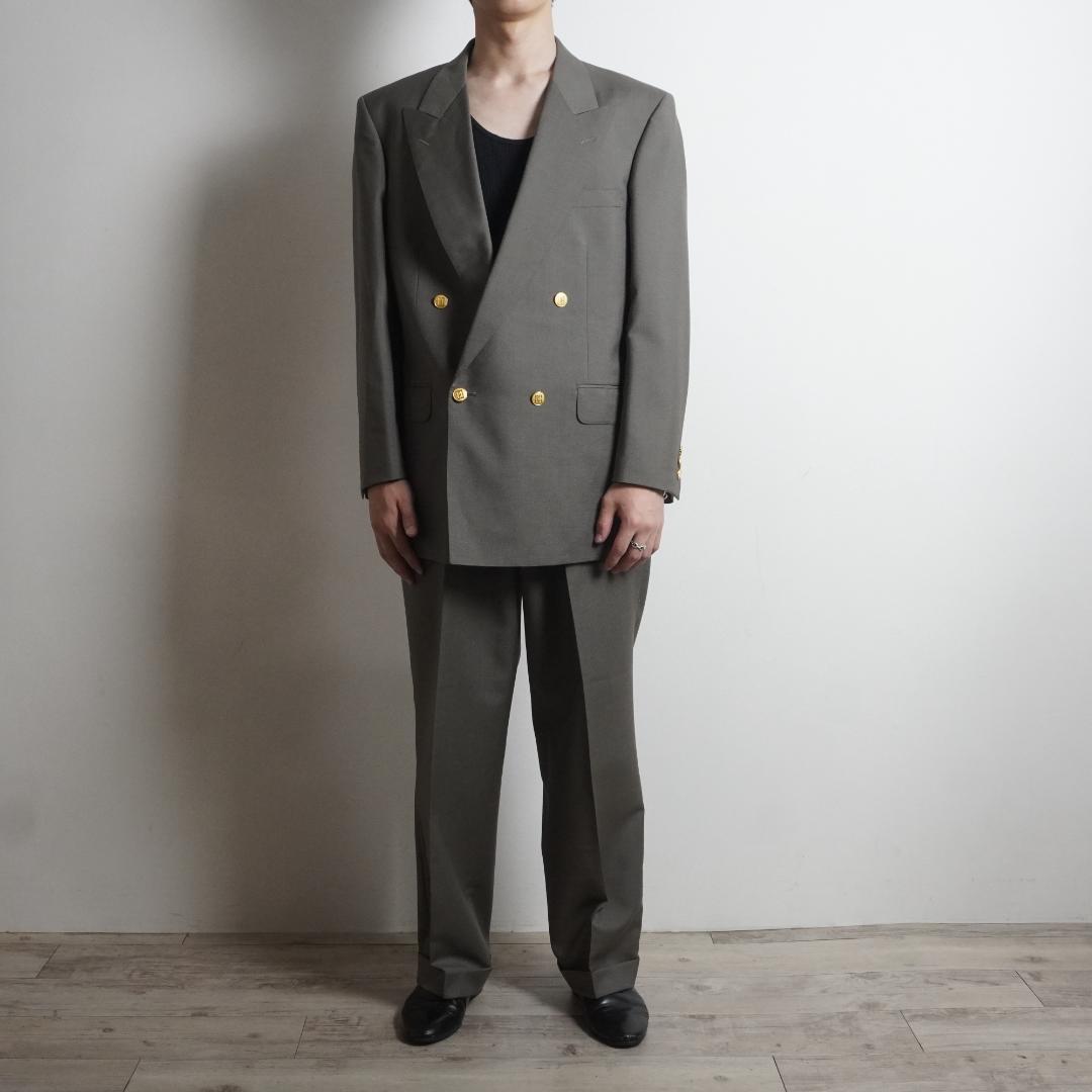 DAKS ダブルセットアップスーツ 金ボタン チャコールグレー/KW172