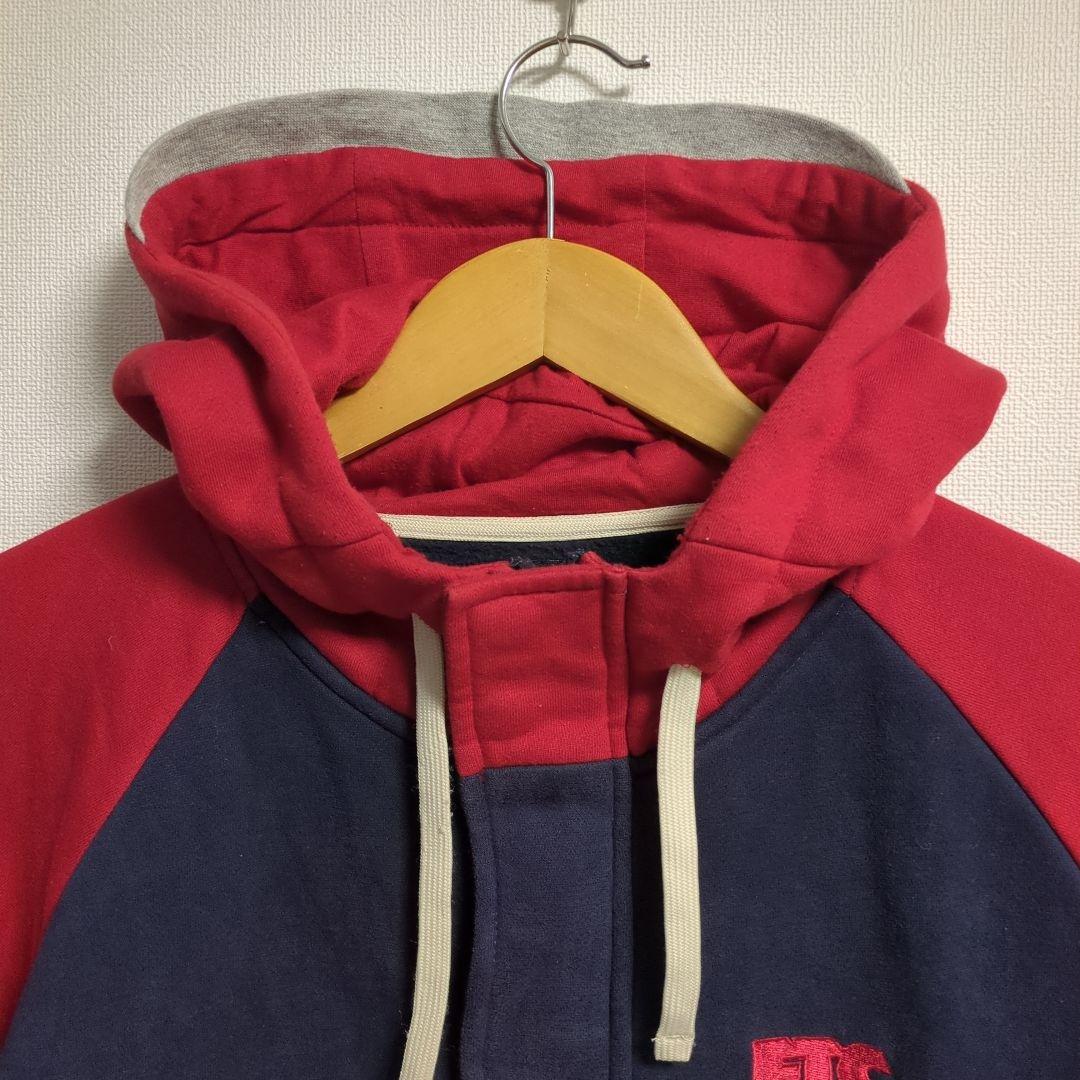 FTC ラグランスリーブ パーカー ジップアップ 刺繍ロゴ 裏起毛 サイズL