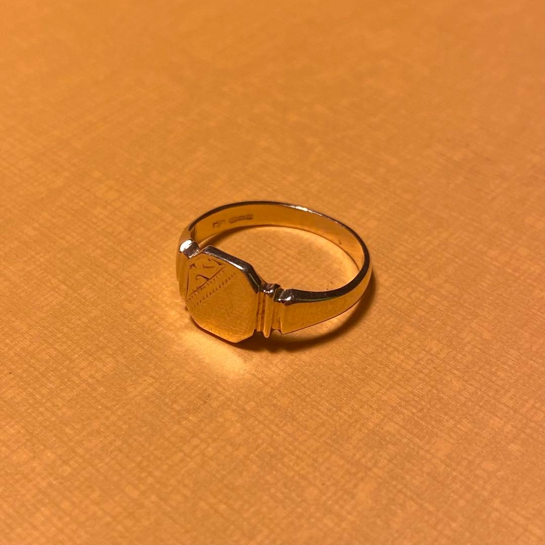 【英国製】9金 シグネットリング 11号