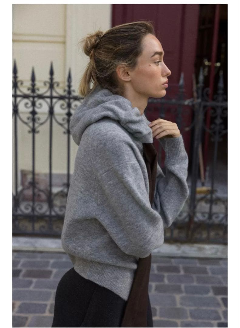 完売品⭐︎ZARA コントラストドローストリングフーディ L ミディアム