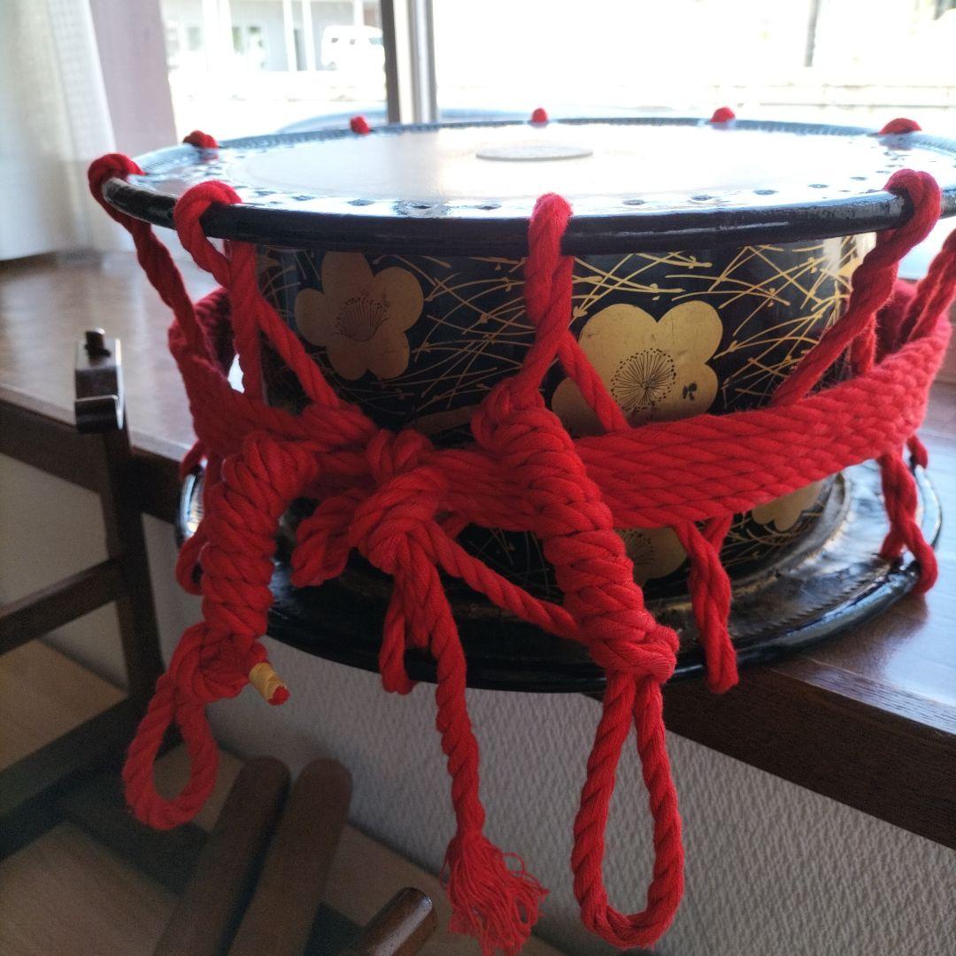 締太鼓　テレン台　バチ付　旧家蔵出し中古品 締太鼓 二丁掛ボルト締 5寸胴木目材 | 宮本卯之助商店