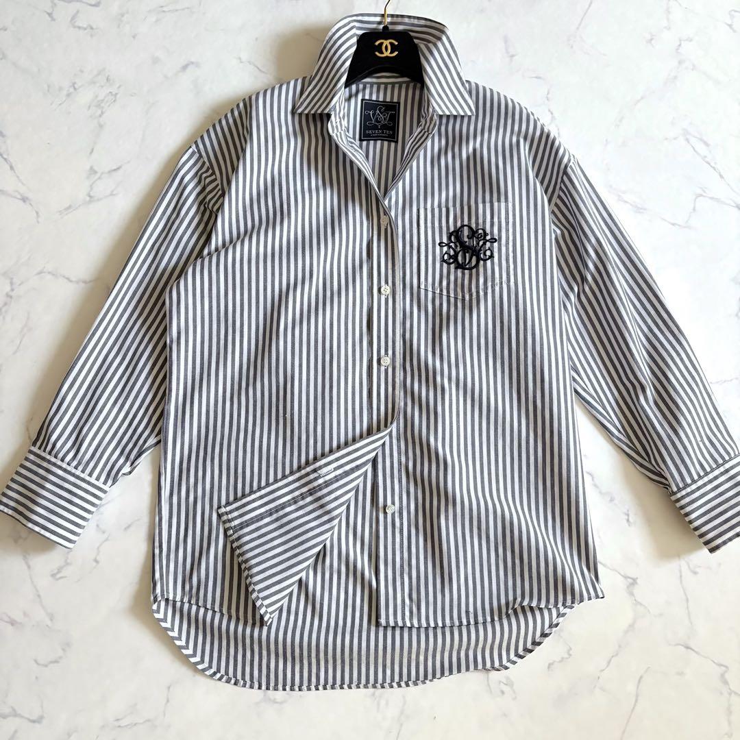 セブンテン ストライプ シャツ エンブレム刺繍