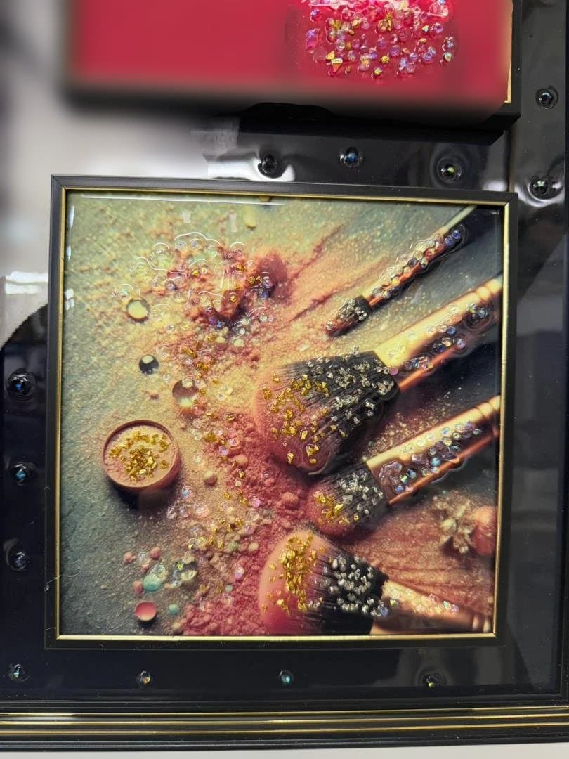 アートパネル 水晶絵 レッド コスメ ピンク 美容 キラキラ 赤 壁掛け