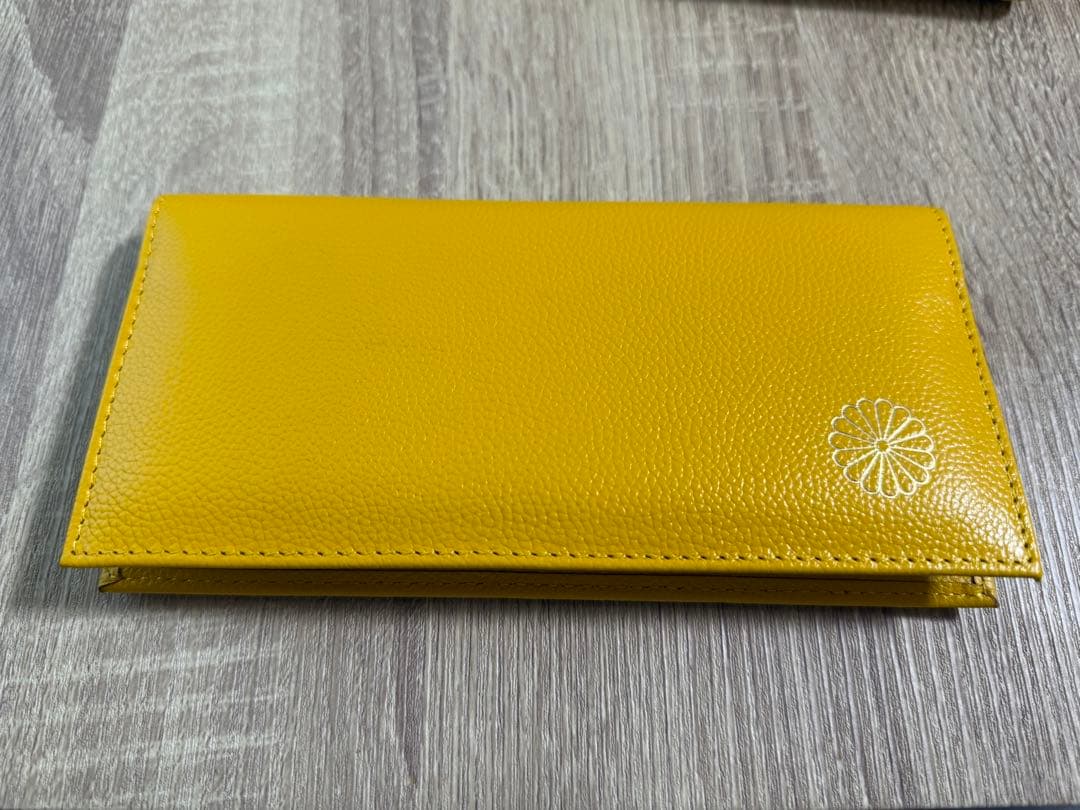 皇居財布　牛革　金運上昇　イエロー　長財布
