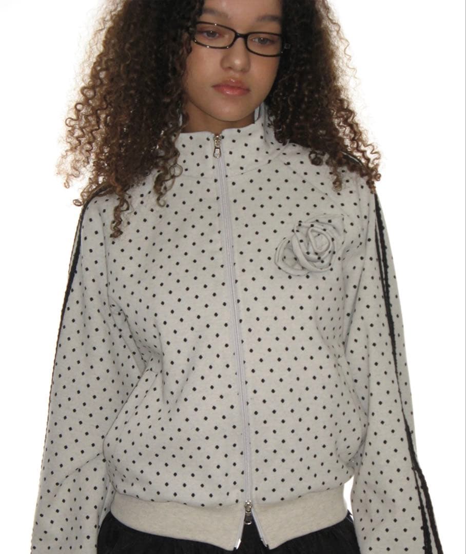 crank(クランク)ローズドットトラックジャケット_オートミール