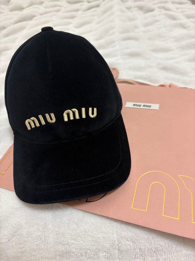 miu miu ベロア ベルベットキャップ Mサイズ 黒