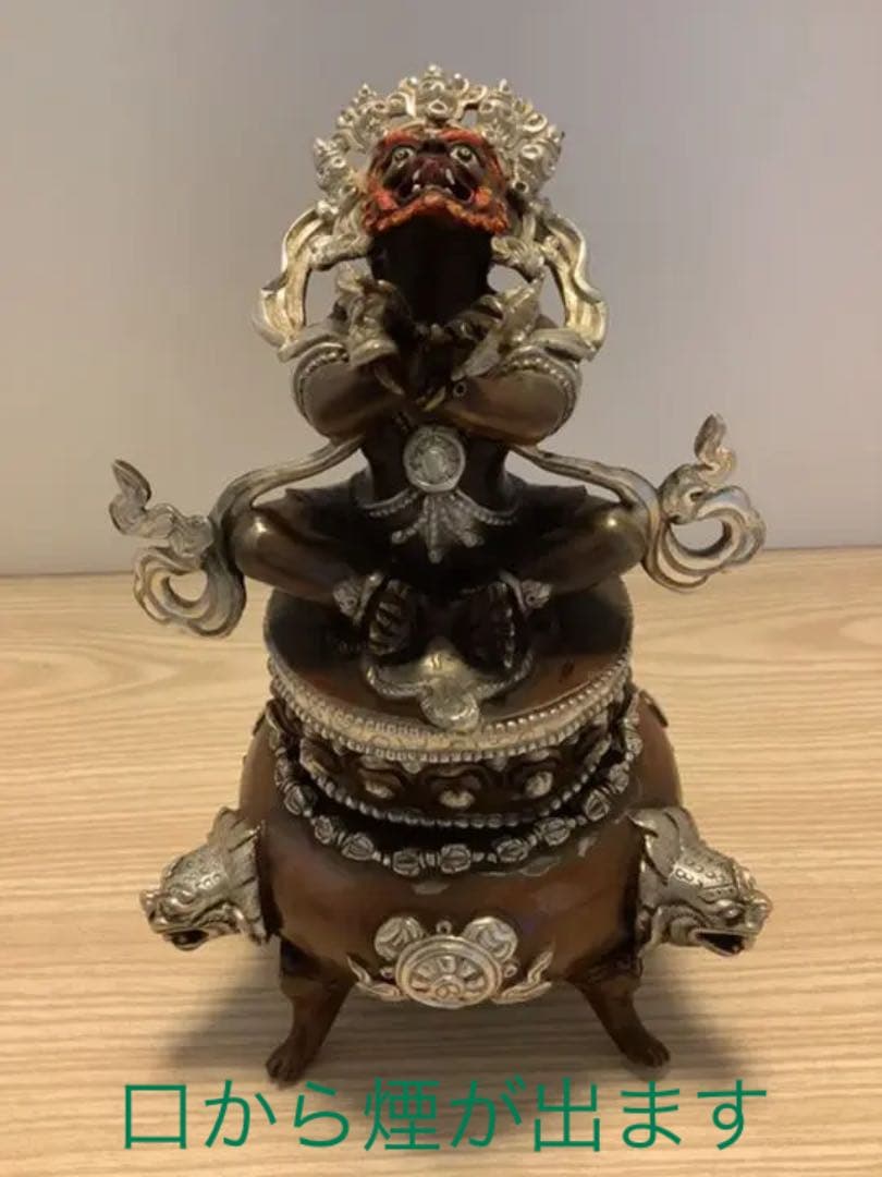 格安　《 SALE 新品 》 チベット　香炉　バイラヴァ　憤怒神　守護神　純銀張
