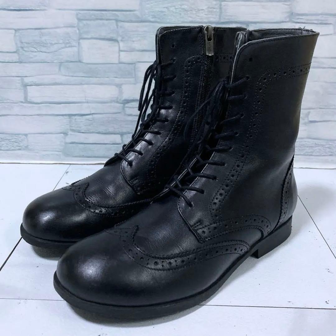 美品 ビルケンシュトック ララミーブーツ レースアップ 本革 黒 37 24