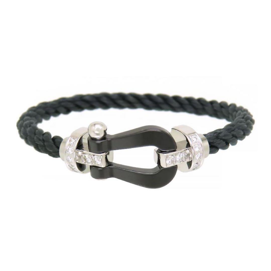 【美品】FRED フォース10 K18WG ブラックセラミックハーフダイヤ