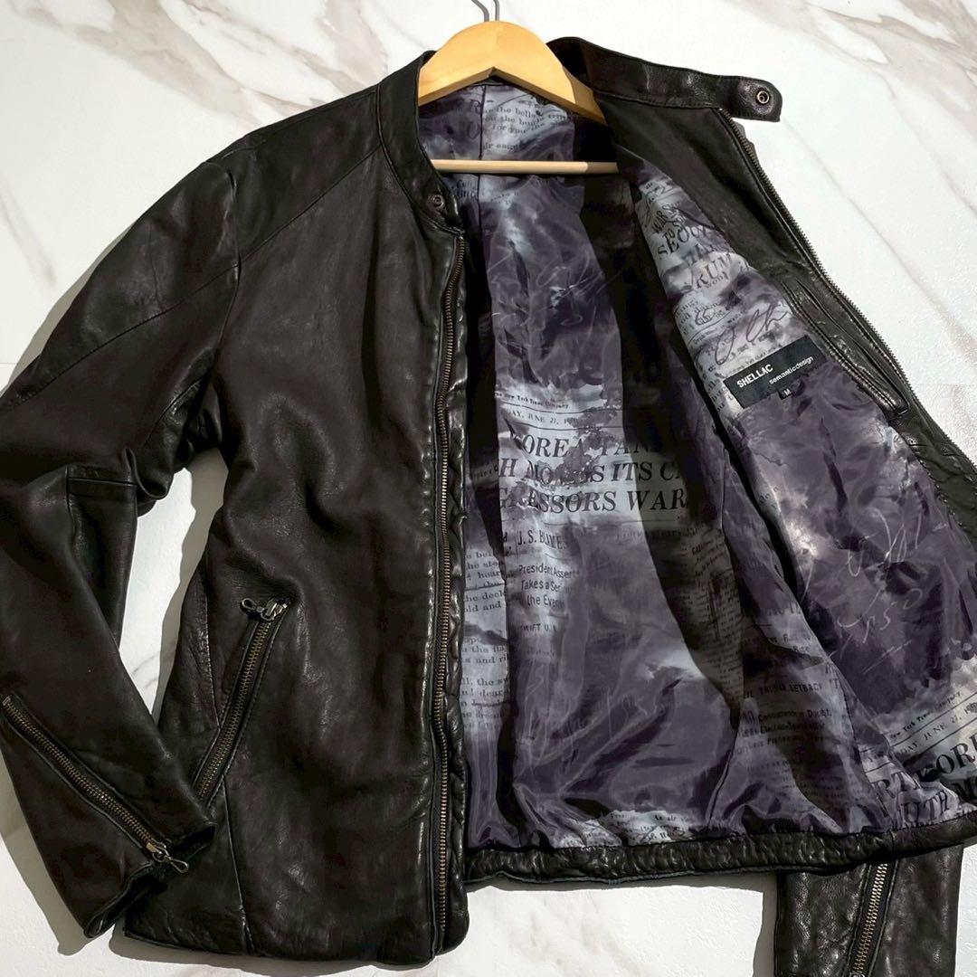 SHELLAC ライダース　メンズ　レザー　シープスキン　黒　メンズ　アウター