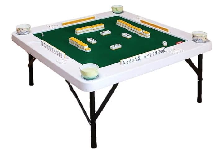 リビングアウト 高さ2段階調節できる麻雀テーブル ホワイト つ348