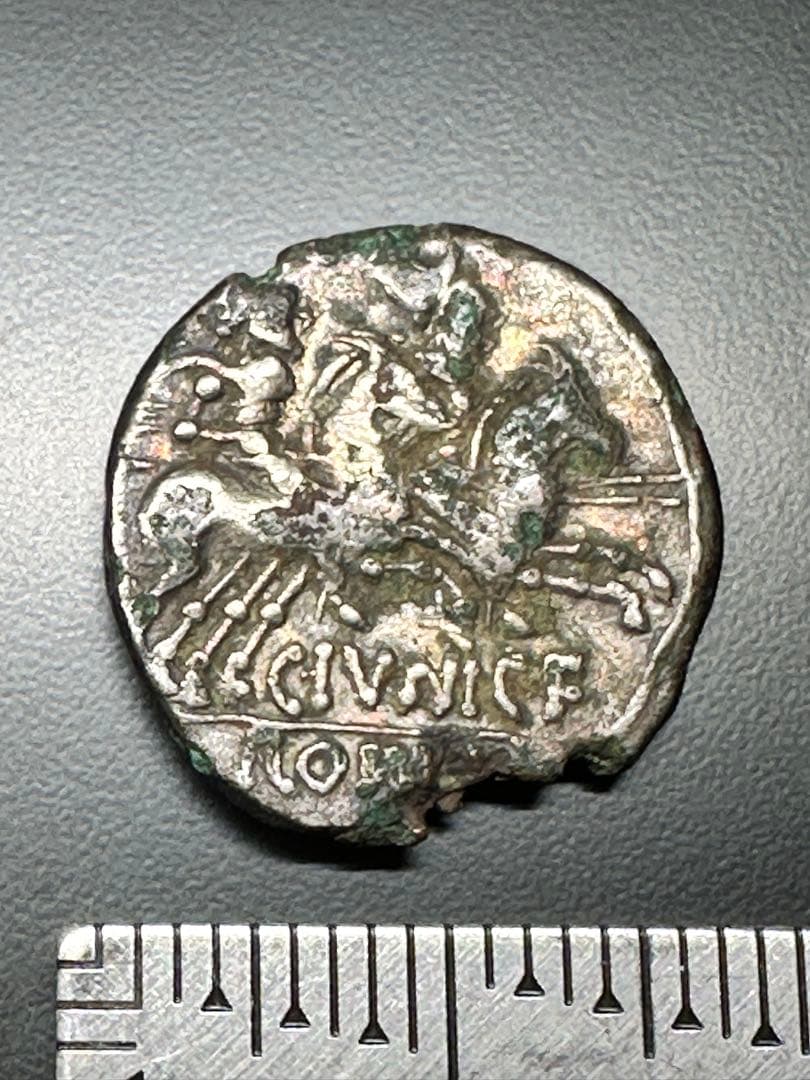 古代コイン 約2200年前 ローマ共和政 デナリウス銀貨 女神ローマ 実物古銭