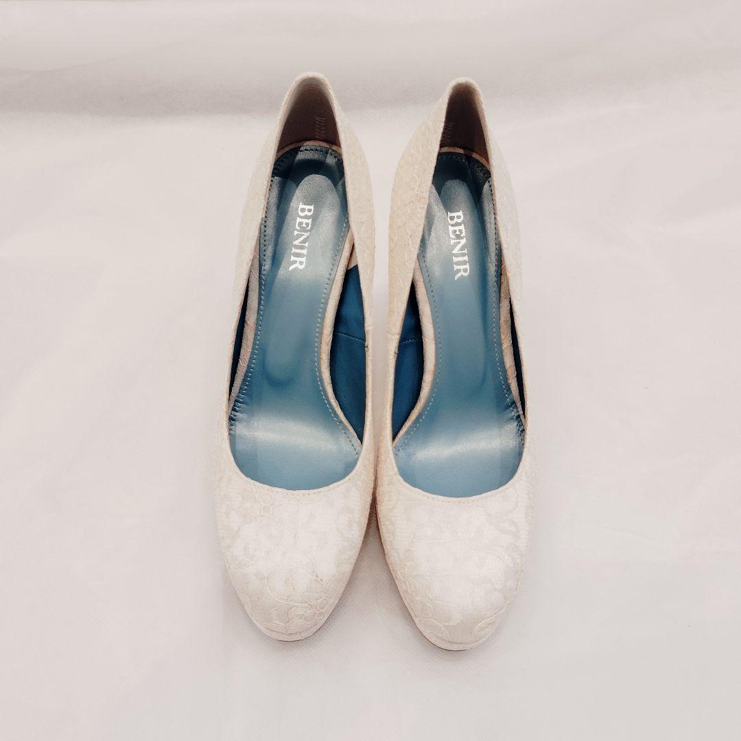 ❤BENIR❤ブライダルシューズ レース 12cmヒール 23.5cm - メルカリ