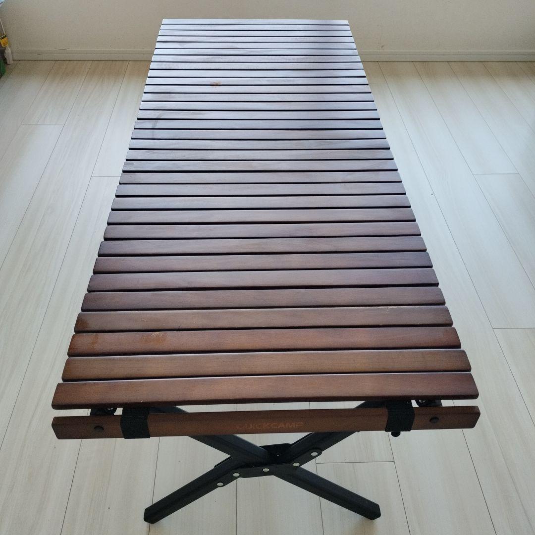 【Hy】クイックキャンプ 折りたたみ スリムウッドロールテーブル 120