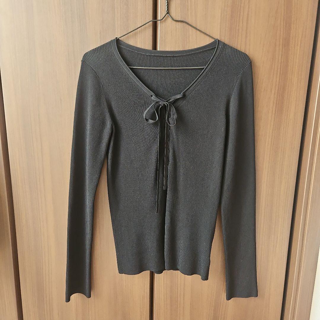 Noble】レースアップリブニット ブラック - メルカリ