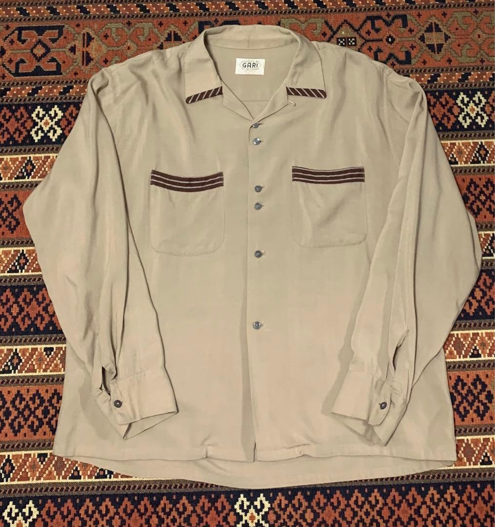 極美品 50s〜60s ツートーン レーヨンシャツ レーヨンギャバジン