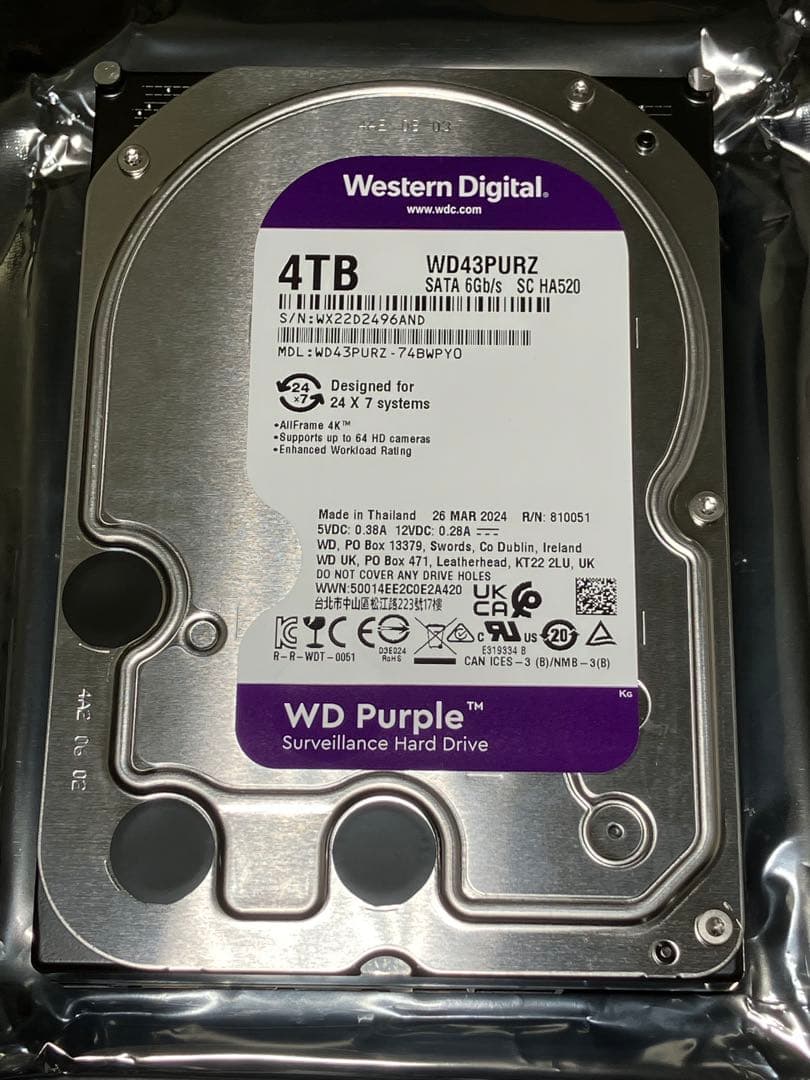 WD 4TB パープル WD43PURZ HDD ハードディスク