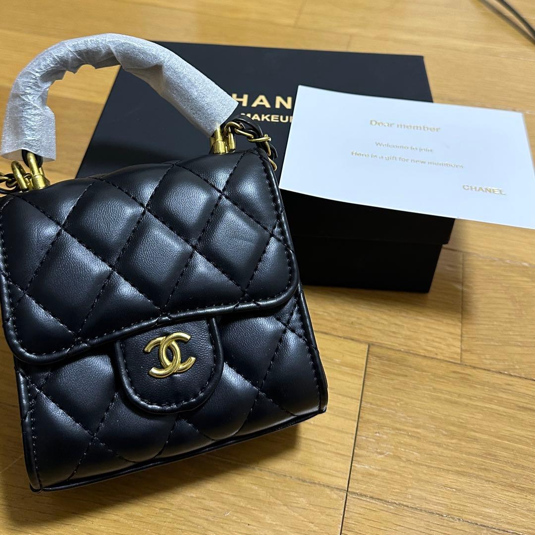 CHANEL ブラック レザー バッグ/ノベルティ CHANEL シャネル ノベルティ マトラッセ ミニハンドバッグ 黒｜Yahoo
