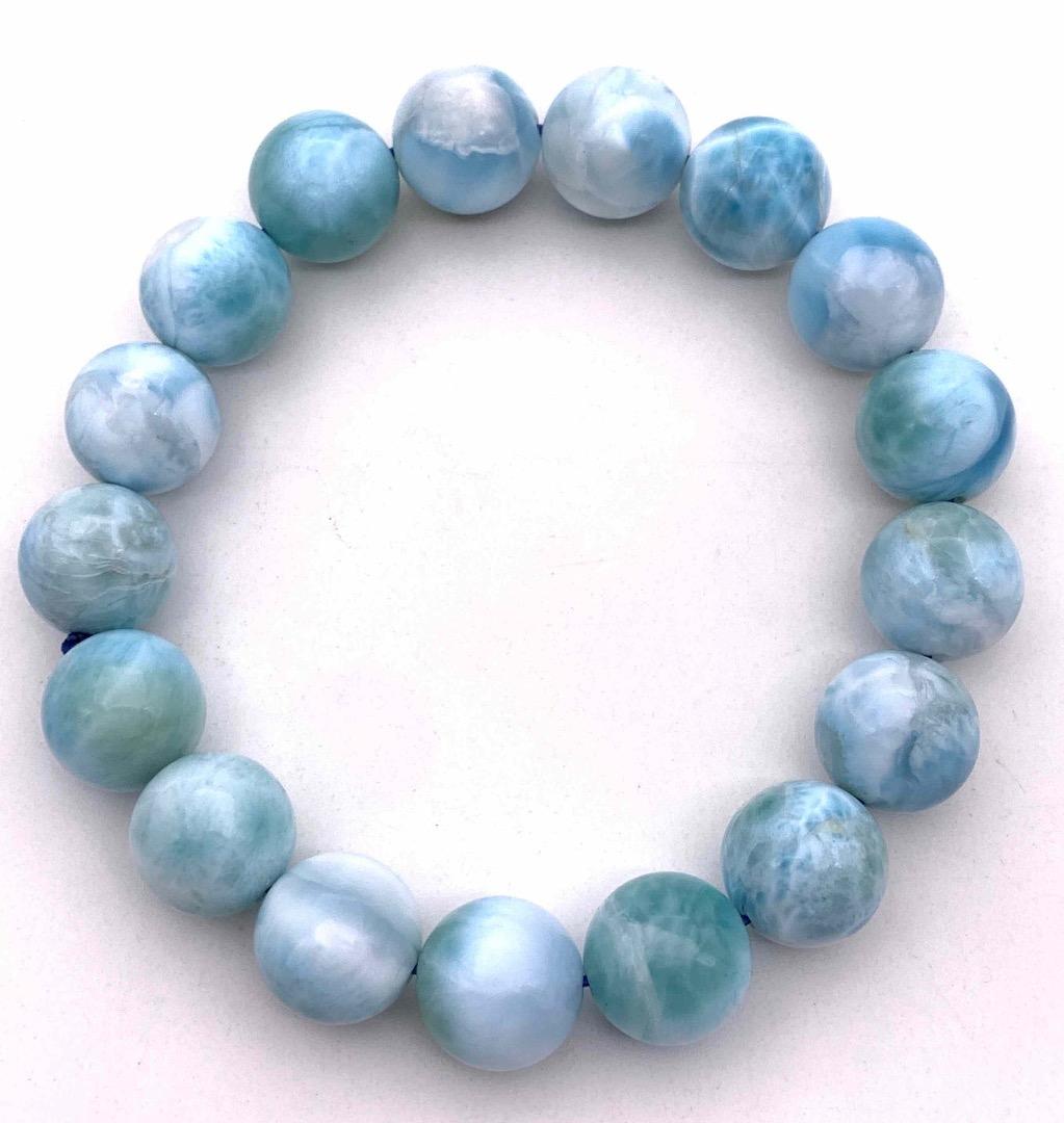 天然石ラリマー AAA 11.8mm玉のブレスレット-L1