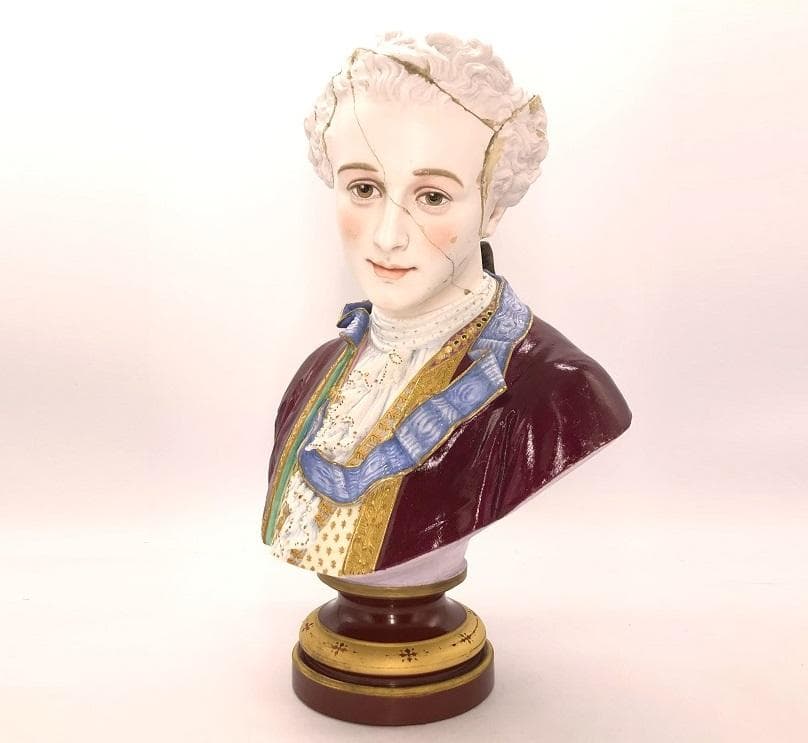 【 C.BauRy制作 】　セラミック貴族胸像　19世紀後期