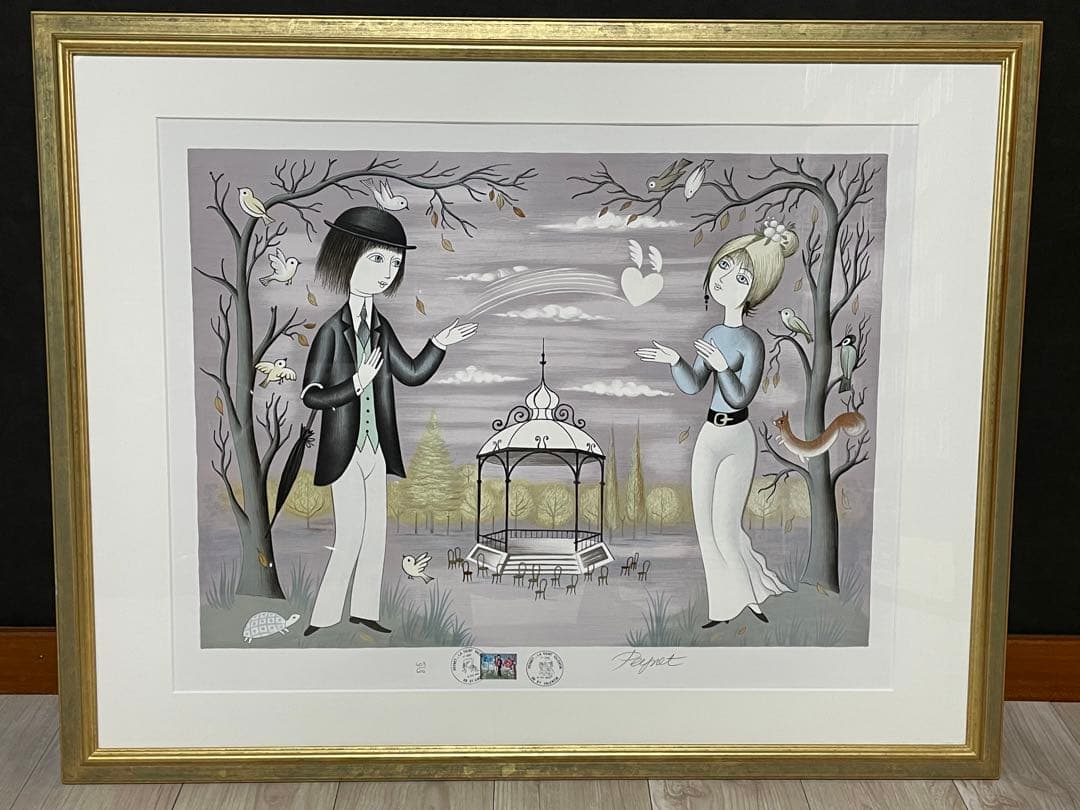 【レイモン・ペイネ】恋のキャッチボール　Raymond Peynet レイモン・ペイネ(Raymond Peynet)「愛のキューピッド」リトグラフ