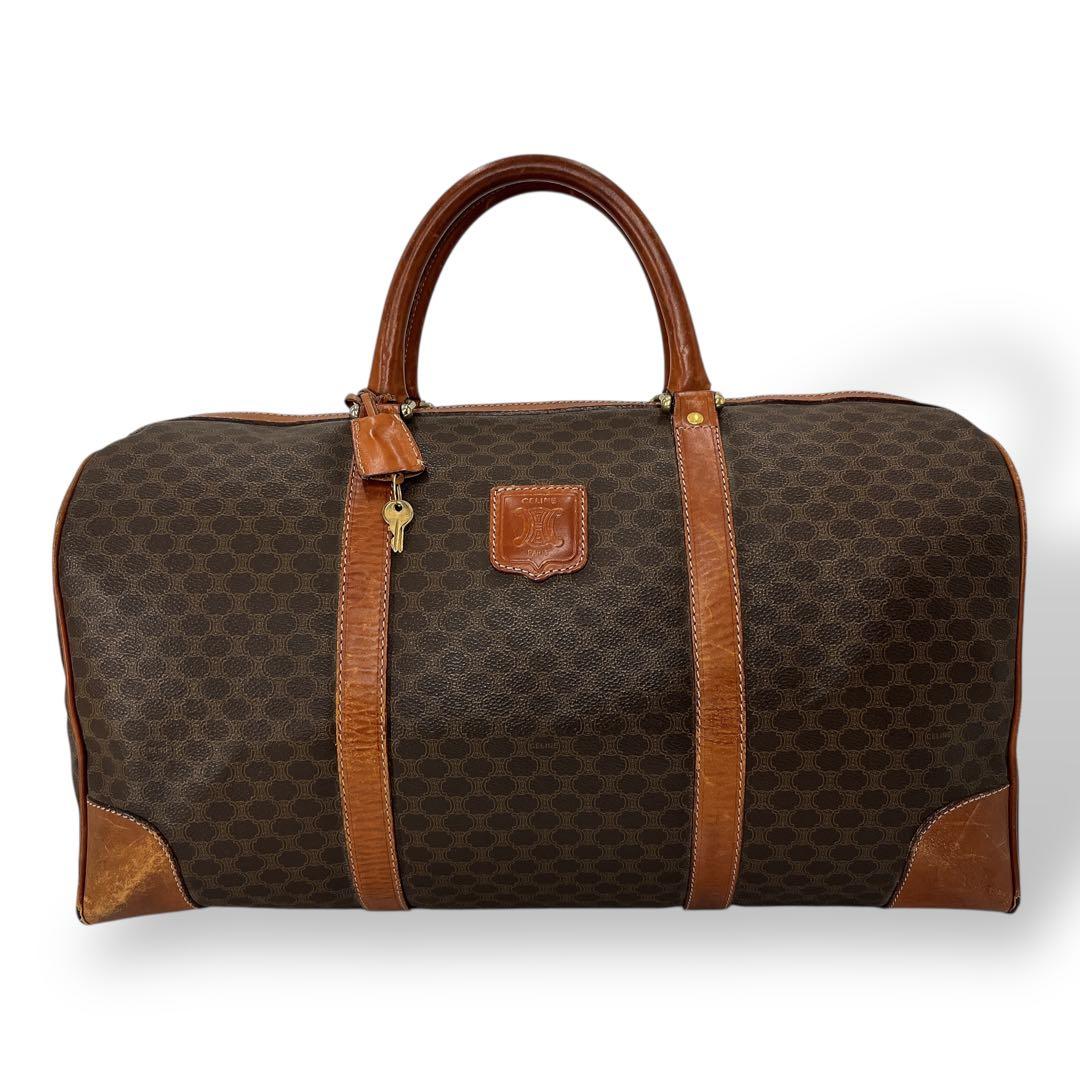 オールド　セリーヌ　ボストンバッグ　トラベルバッグ　トリオンフ　マカダム　PVC CELINE（セリーヌ） PVC 黒マカダム トリオンフ ミニ ボストンバッグ