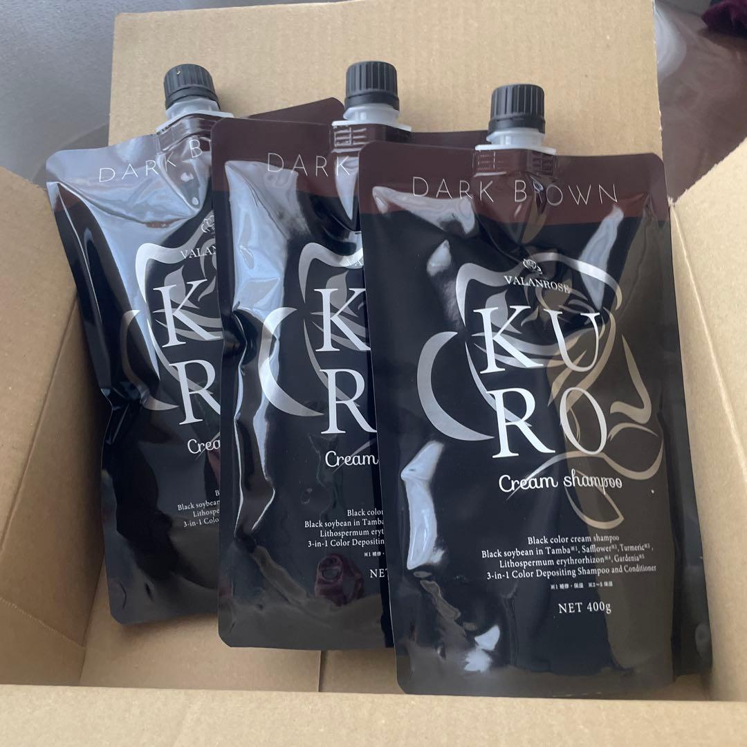 KUR0 ダークブラウン クリームシャンプー 400g 3本セット 未開封】KURO ダークブラウン クリームシャンプー 400g - メルカリ