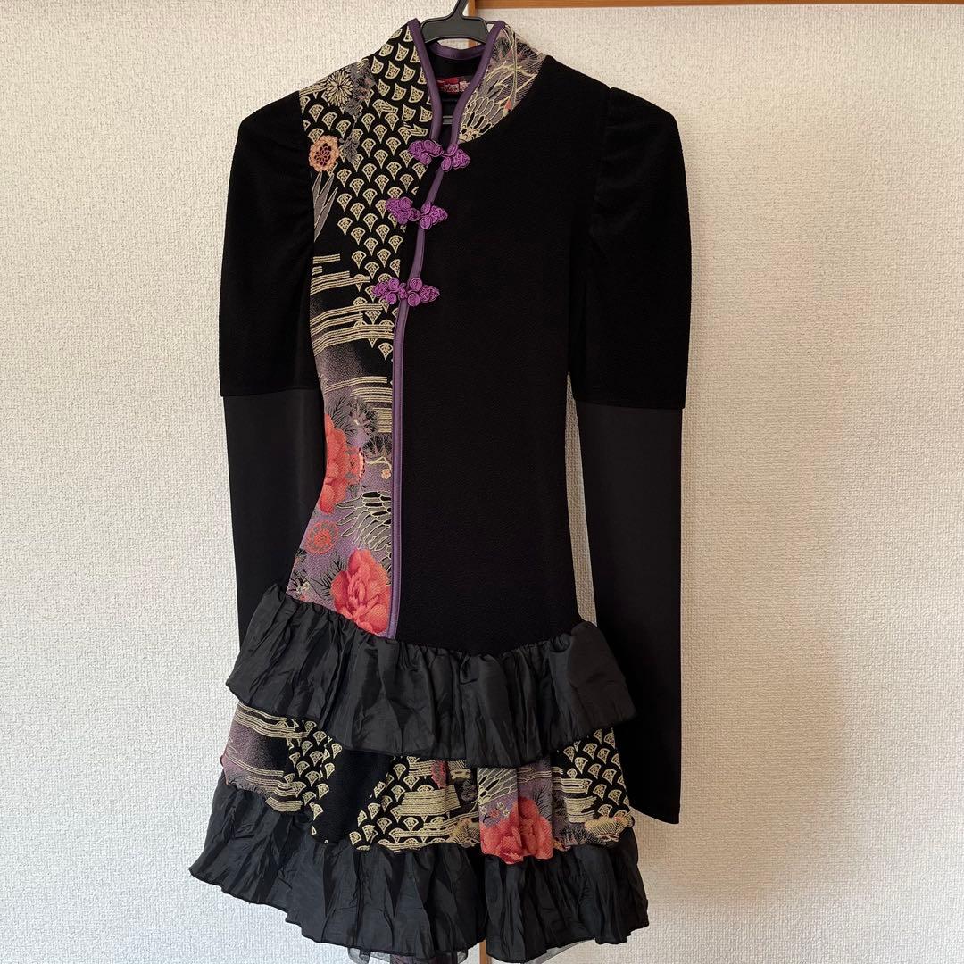 QutieFrash チャイナボタン フリルワンピース mahoubu Chinese Outfit Long Sleeve Chinese one-piece | mahoubu