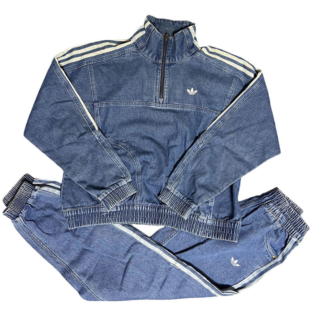 即日発送】adidas アディダス デニムセットアップ ハーフジップ