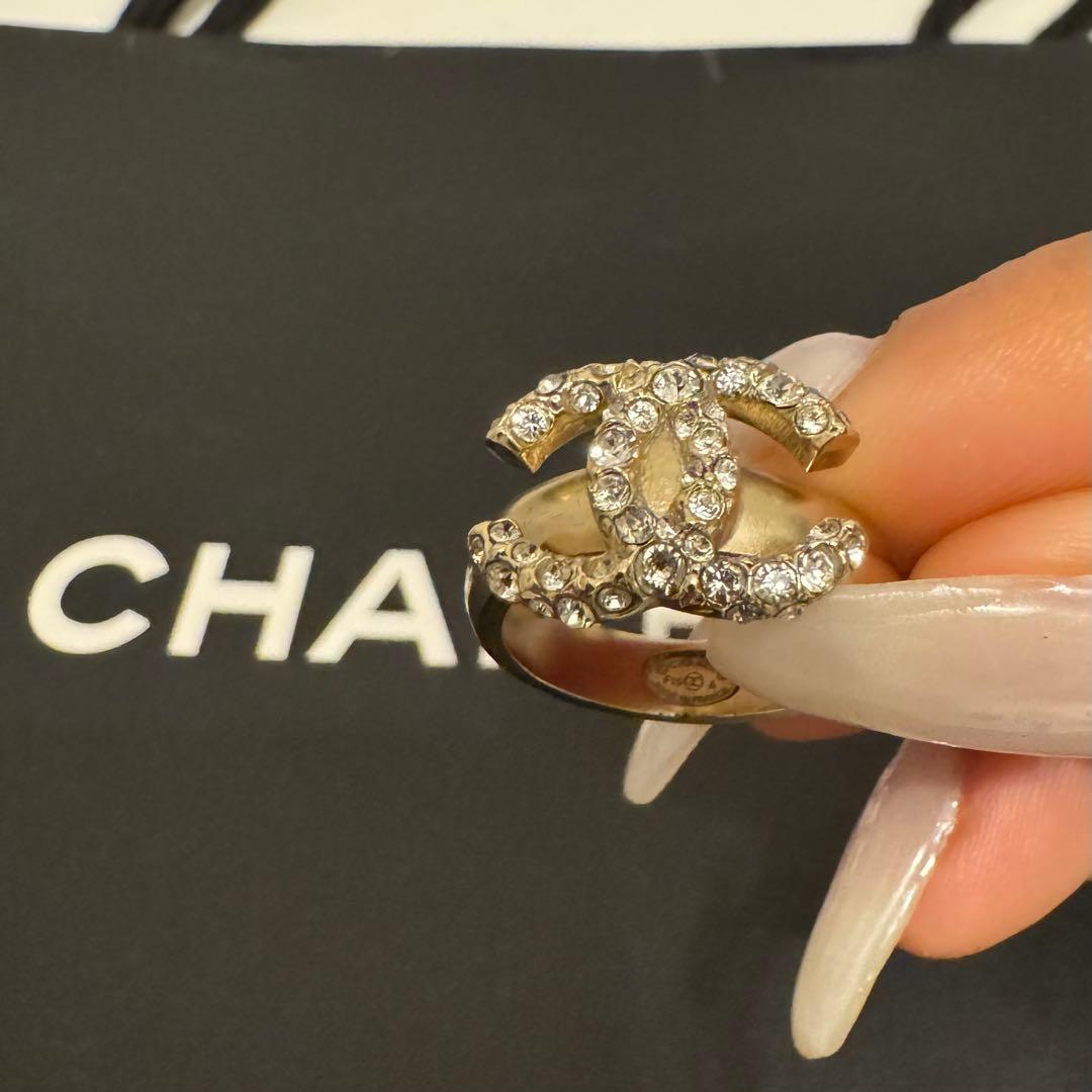 CHANEL リング 指輪 シャネル CCロゴ ココマーク ラインストーン