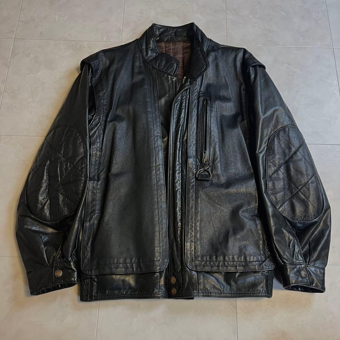 GRANVALTA ペッカリー 本革フライトジャケットレザージャケット 黒 50