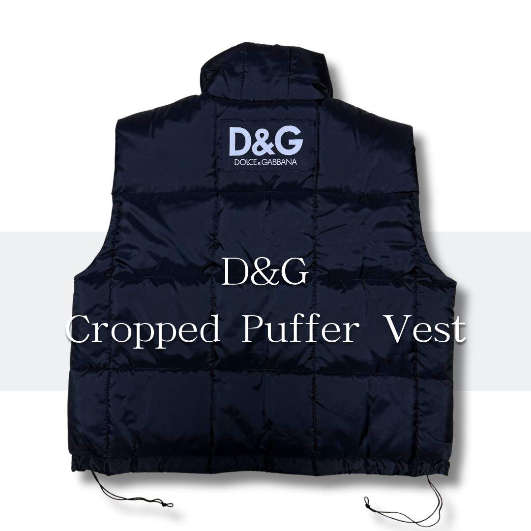 D&G ドルチェ＆ガッバーナ ロゴ 中綿ベスト ブラック S 短丈