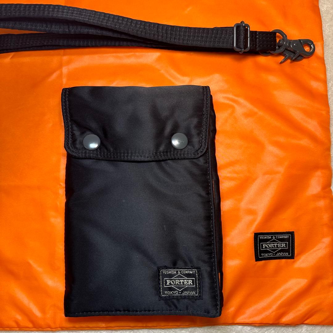 美品　ポーター　タンカー　パスポートケース　ショルダーバッグ　ブラック