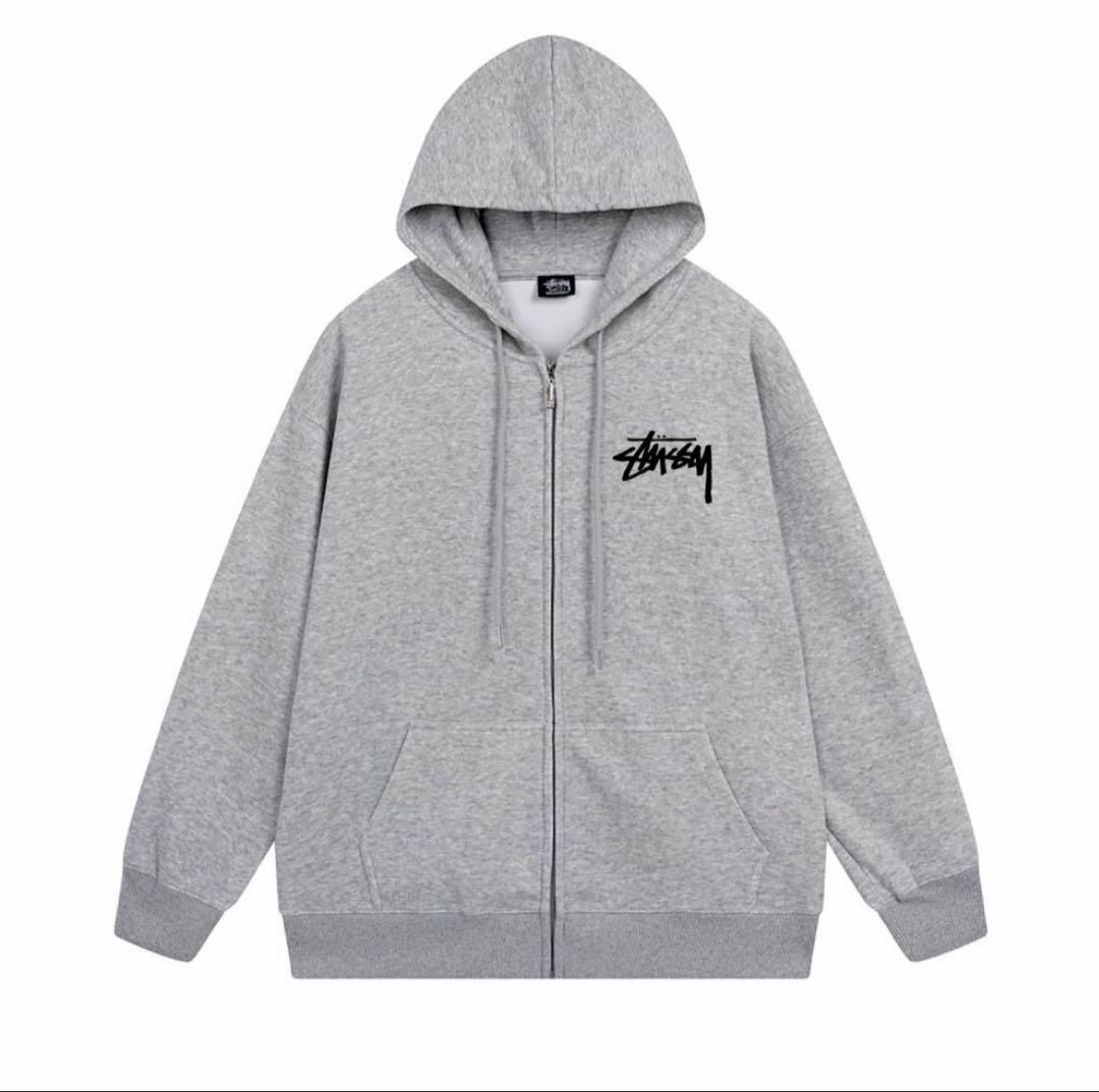 Stussy ape グレー ジップアップパーカー - メルカリ