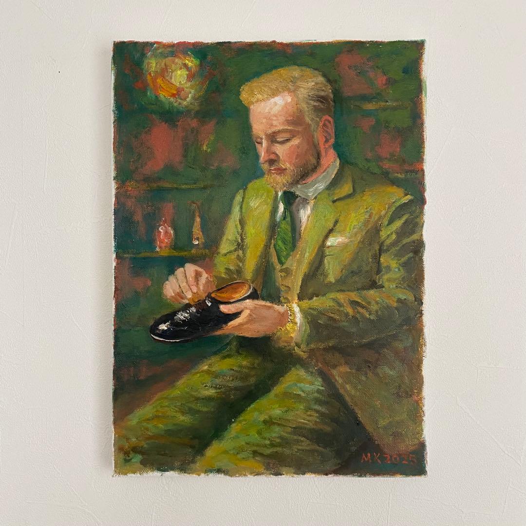 ソラーロスーツの靴磨き職人 F4 油彩画 人物画