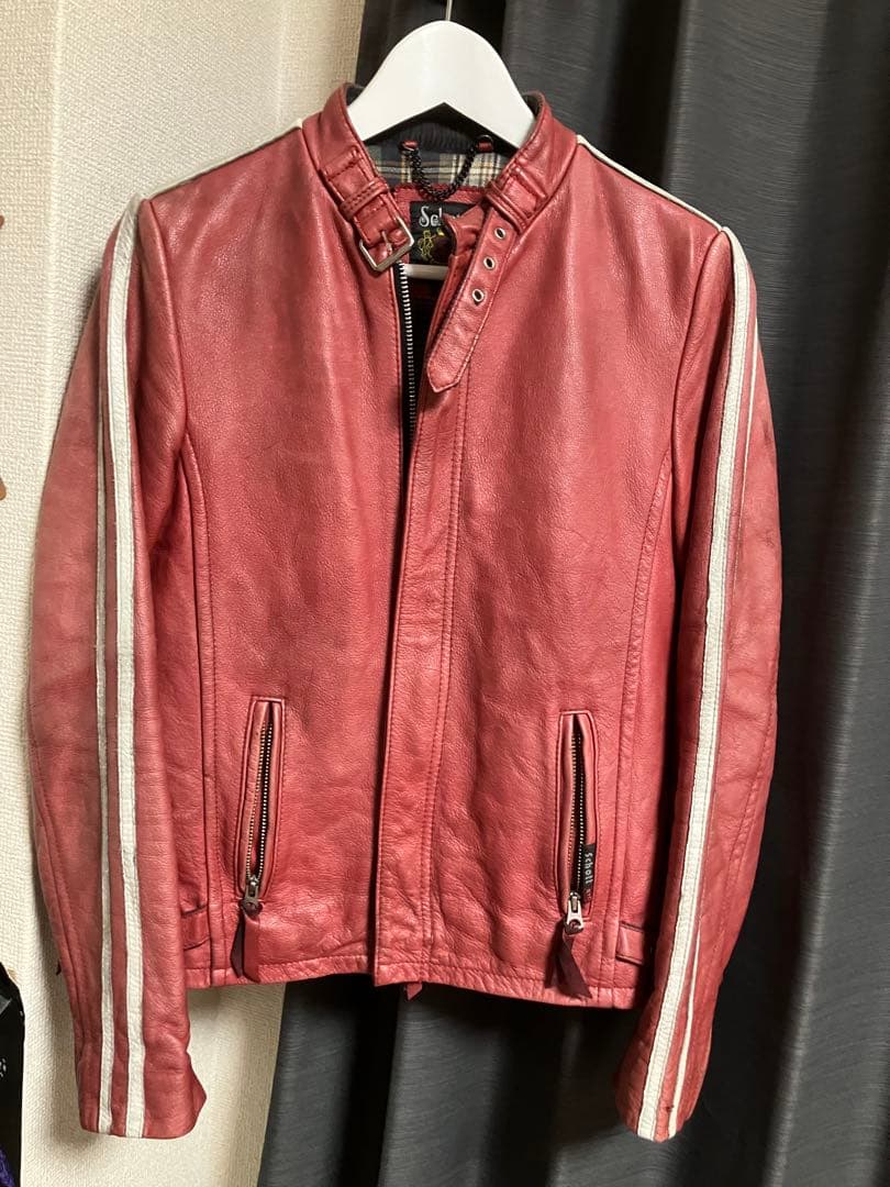 希少 Schottクラシックレーサージャケット レッド XS ラムレザー 羊革 希少 Schottクラシックレーサージャケット レッド XS ラムレザー 羊革
