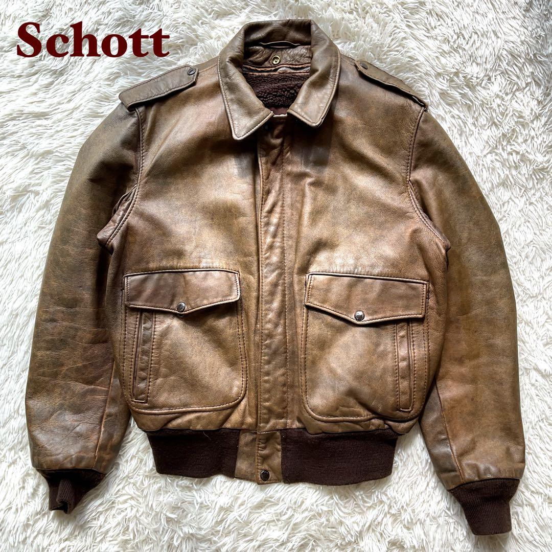 希少✨schott レザージャケット A-2 本革 フライト 40 ブラウン系