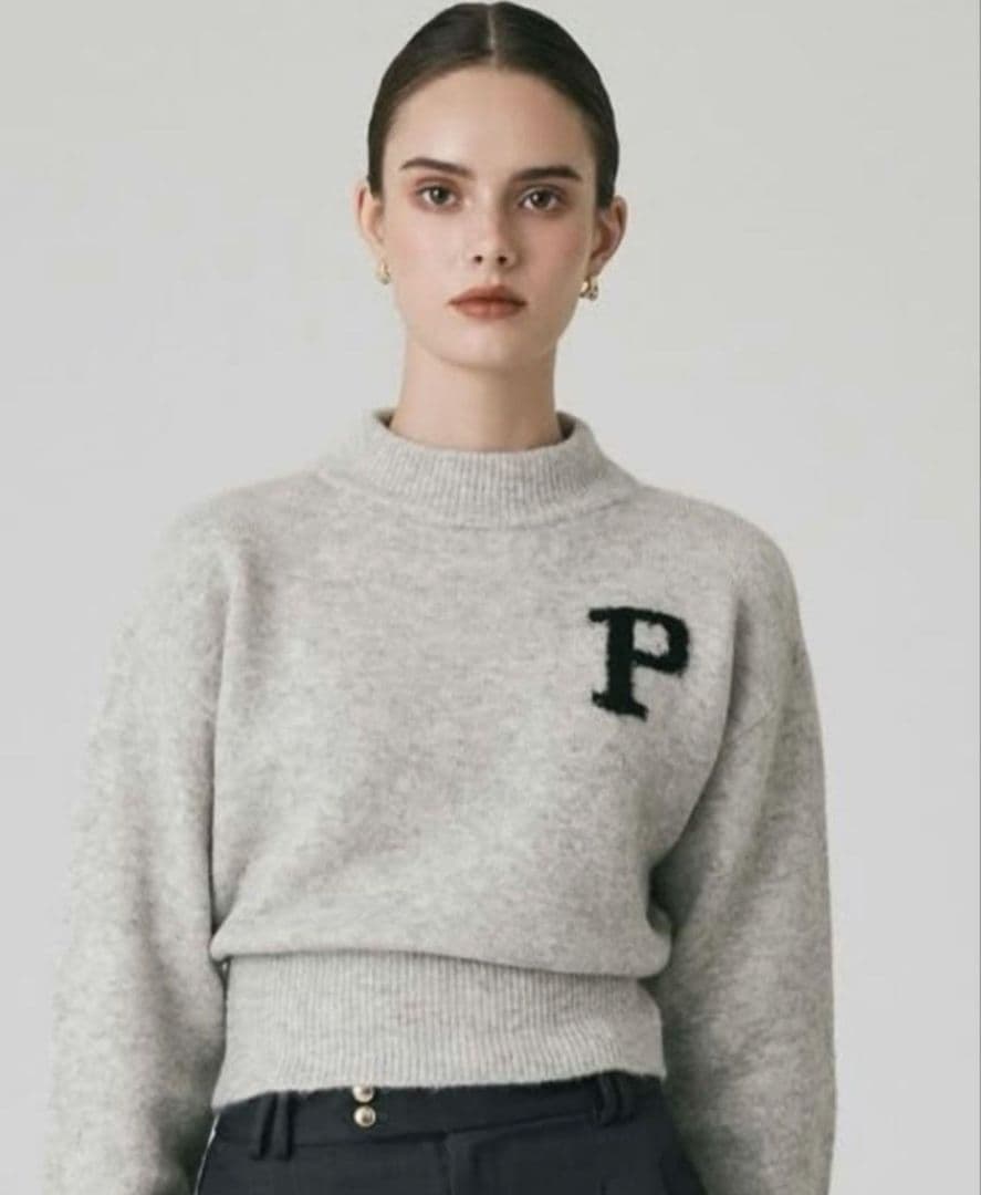 polaura ポローラ モックネックロゴニット