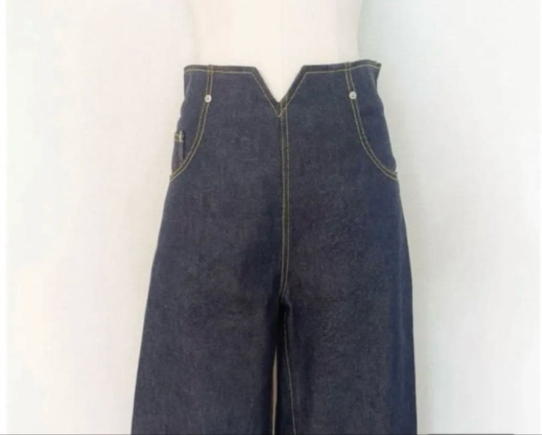 シーニュ cygne ダークブルー ハイウエスト ワイドレッグ デニムパンツ M