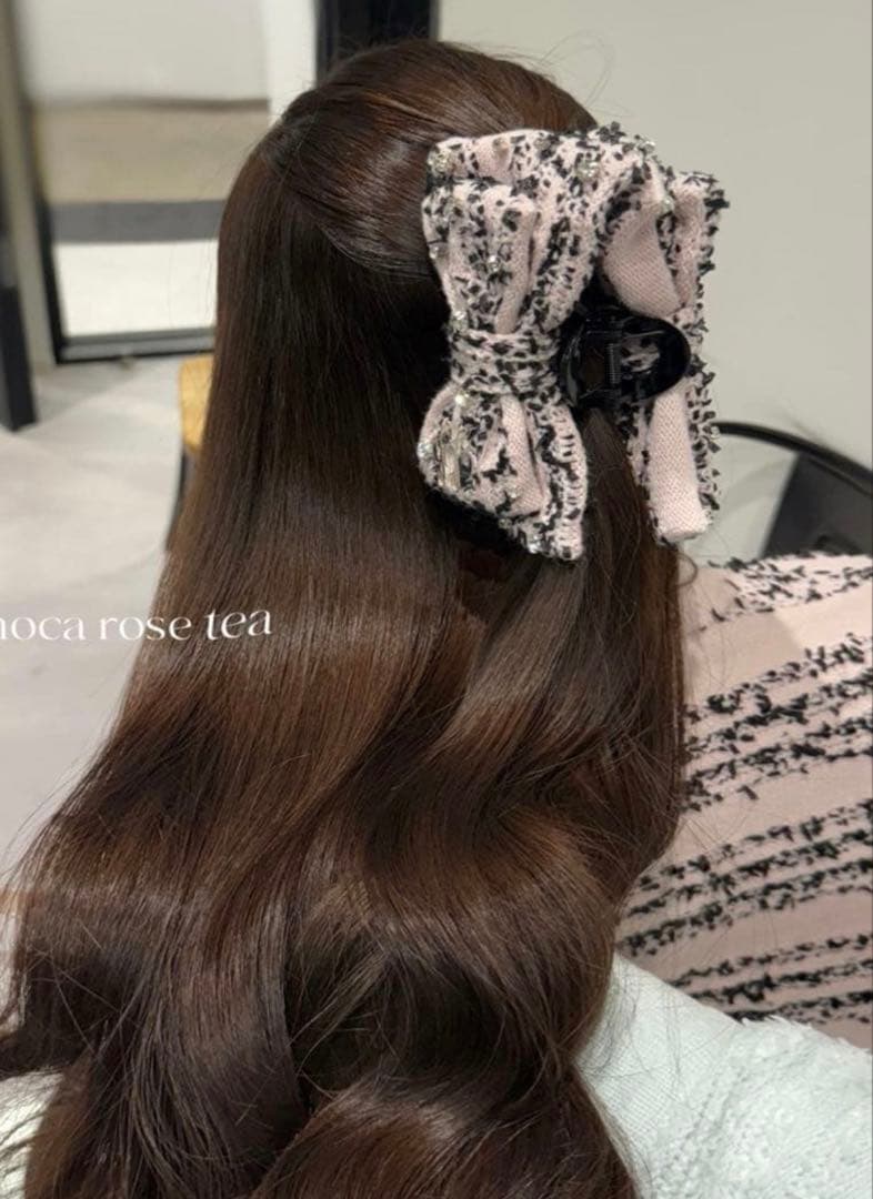 新品 lumignon ルミニョン リボン ヘアクリップ ピンクブラック - メルカリ